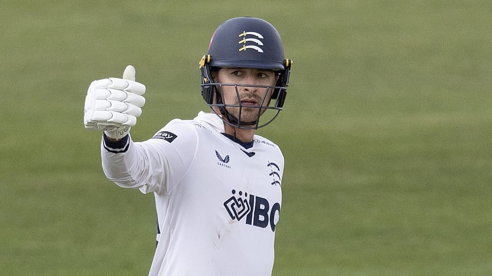 Middlesex captain Leus du Plooy reaches 50 against Northamptonshire