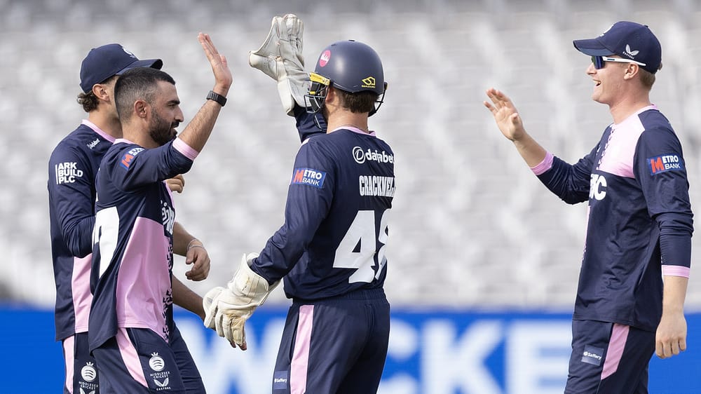 Middlesex's Zafar Gohar celebrates a wicket in the One-Day Cup win against Yorkshire