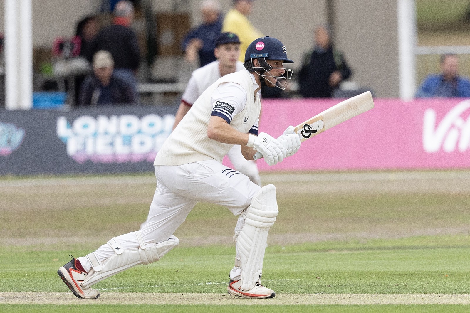 Luke Hollman on the charge v Lancashire