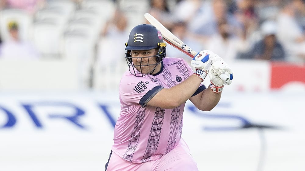 Middlesex's Adam Rossington batting in the Vitality Blast against Kent