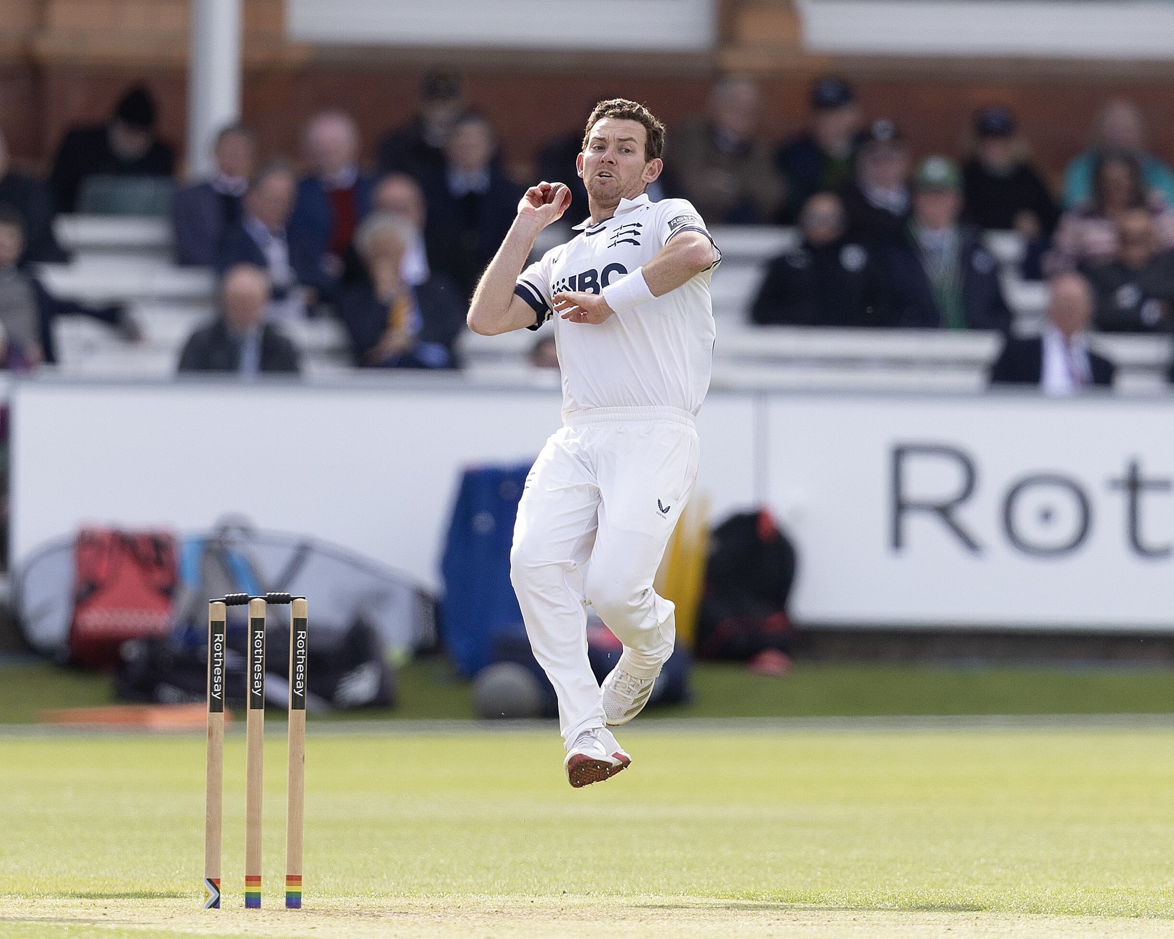 Ryan Higgins bowls at Lord's